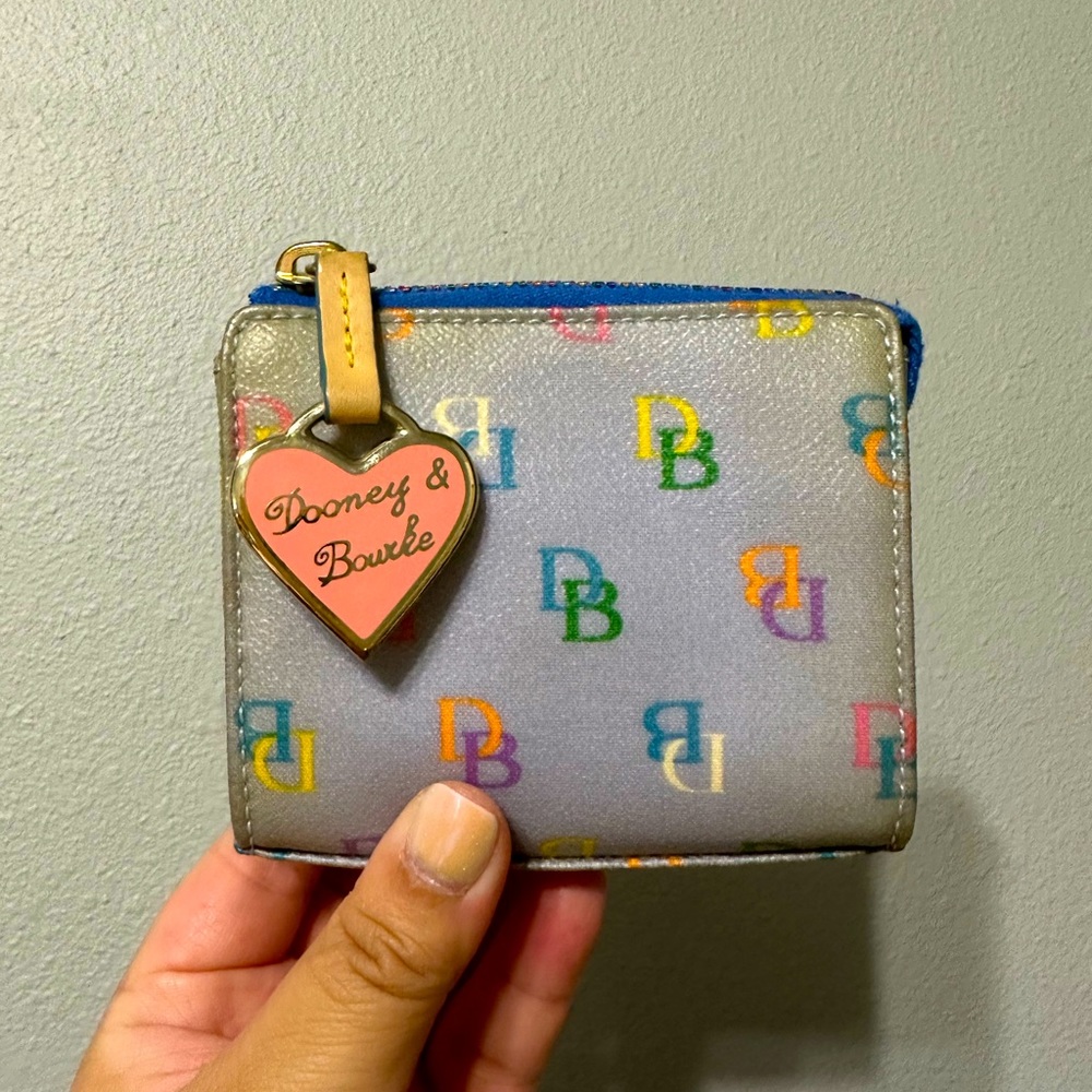 Vintage Y2K Dooney & Bourke Pale Blue Rainbow Monogram Logo Wallet